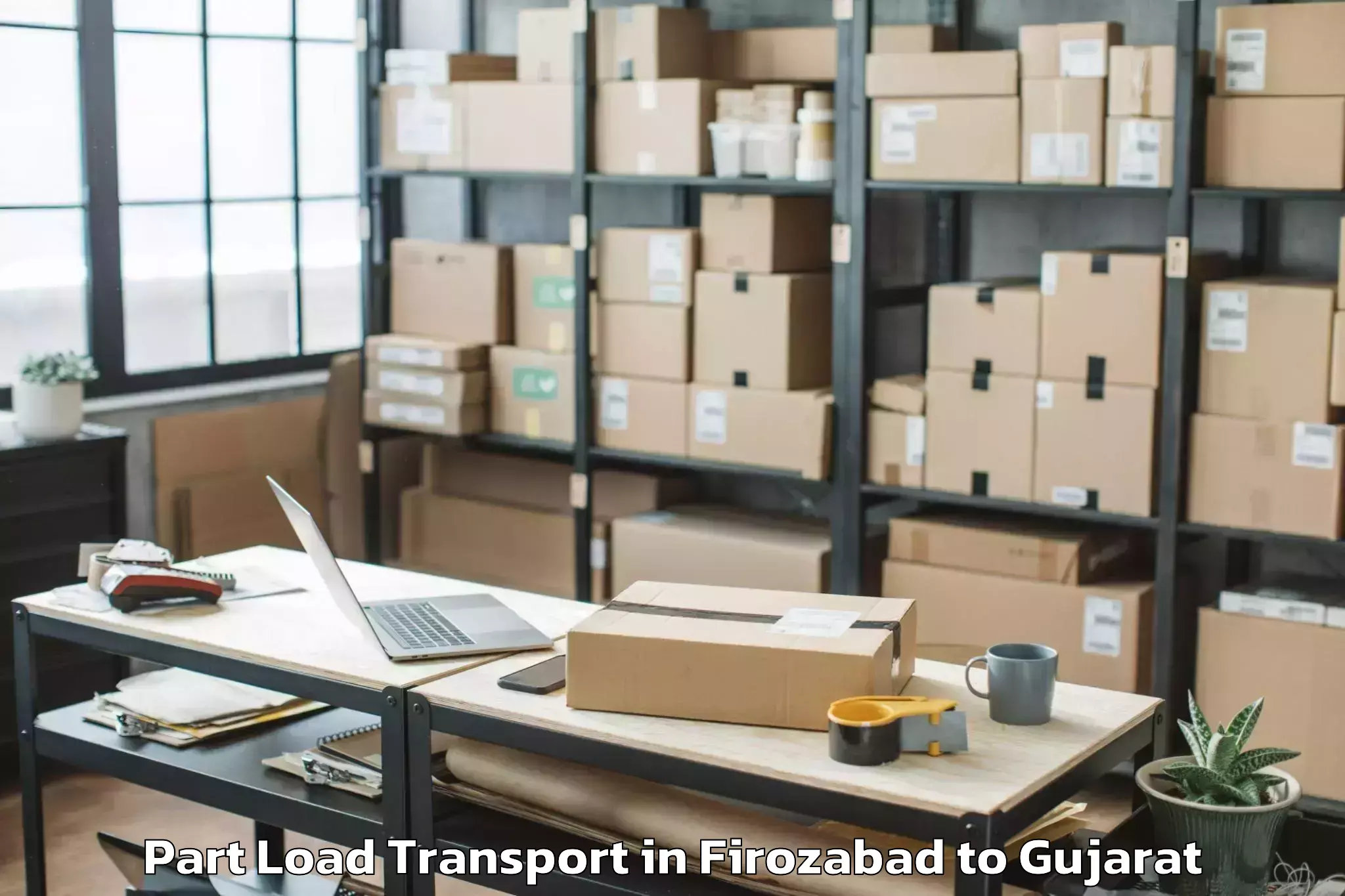 Reliable Firozabad to Crystal Mall Rajkot Part Load Transport